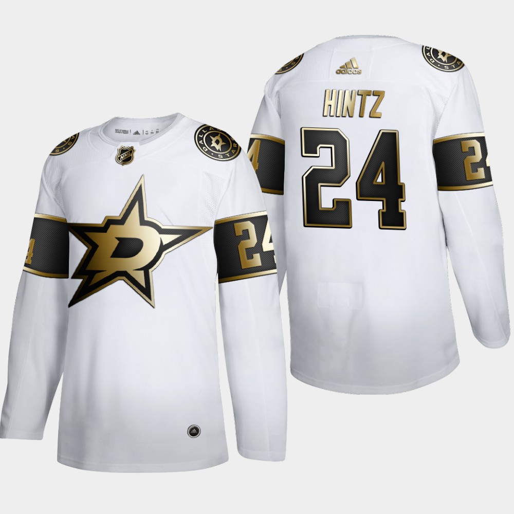Dallas Stars 24 Roope Hintz Men Adidas White Golden Edition Limited Stitched NHL Jersey